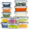 12 Pack Plastic Airtight Stackable Easy Snap Lock and BPA Free Food Storage Containers Sets with Lid for Kitchen Use