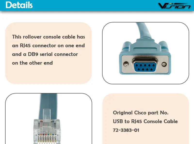 console cable db9 to rj45 6 ft for cisc0 router switch line card