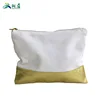 Gold foil metal zipper customize logo print makeup bag blank plain clear basics promotional wholesale canvas cotton cosmetic bag