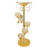 ZT00270 New design gold lotus leaf shape centerpieces tall metal candle holder for sale