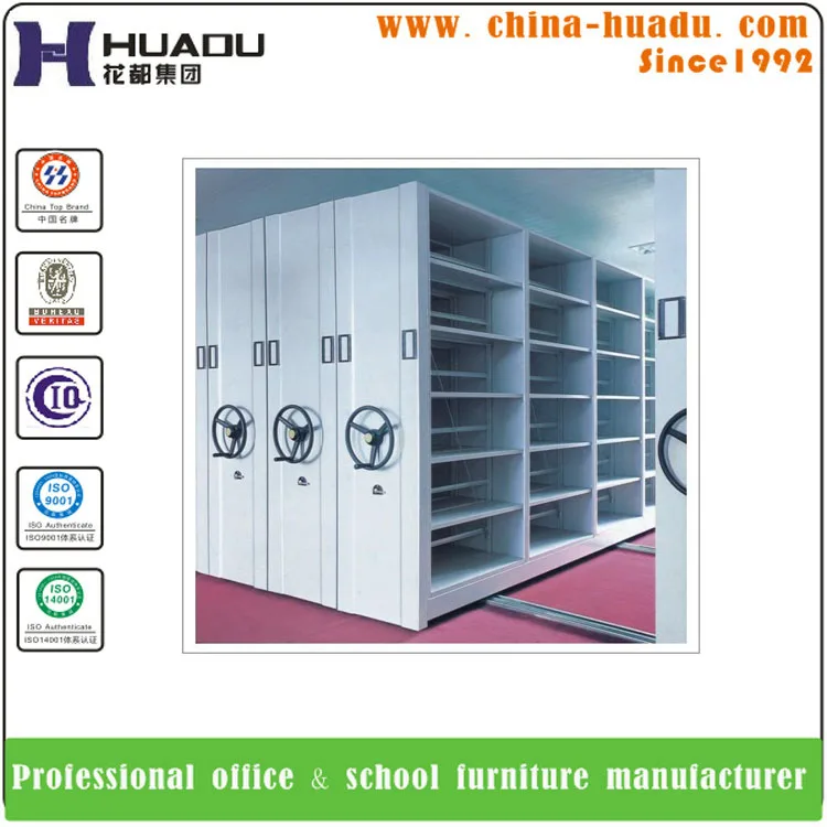 Mobile Shelving System Mechanical High Density File Mobile Cabinet Compactor .Mobile Steel Storage System for Achive Files