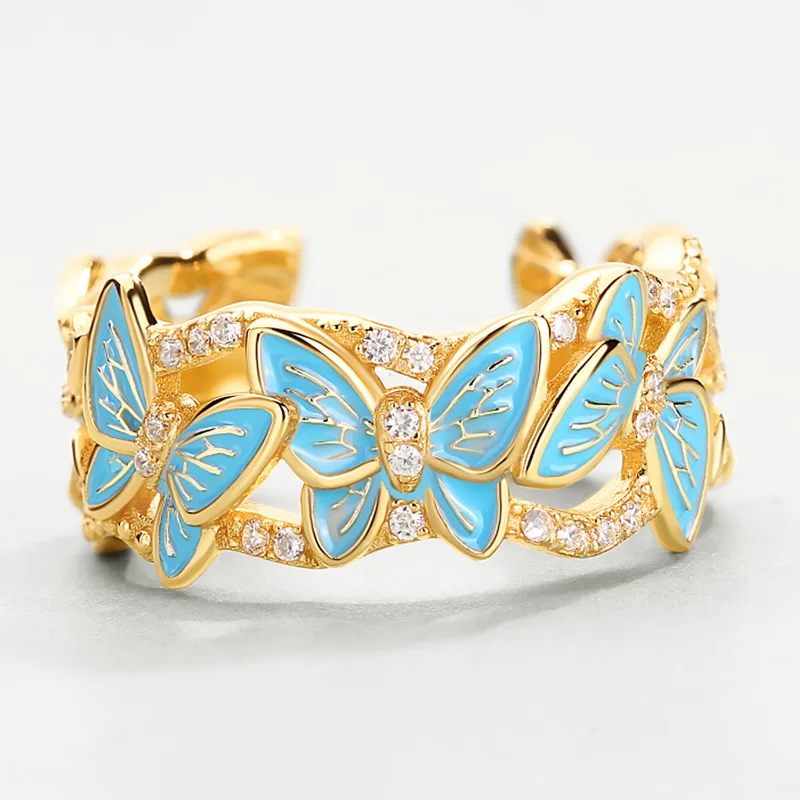 Vintage design gold jewelry S925 Sterling silver handmade enamel butterfly ring, Picture
Vintage design gold jewelry S925 Sterling silver handmade enamel butterfly ring, Picture