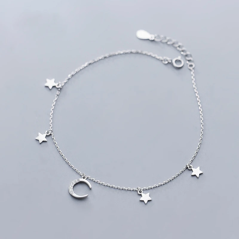 Quality Crystal Star & Moon Sterling Silver 925 Charm Anklets For Women Fashion Jewelry
Quality Crystal Star & Moon Sterling Silver 925 Charm Anklets For Women Fashion Jewelry