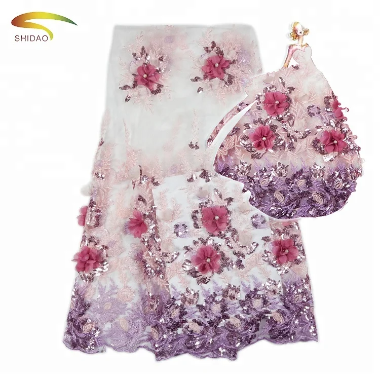 2017 African Fashion Red & purple Flower Embroidery lace fabric with Beaded & Sequin
2017 African Fashion Red & purple Flower Embroidery lace fabric with Beaded & Sequin