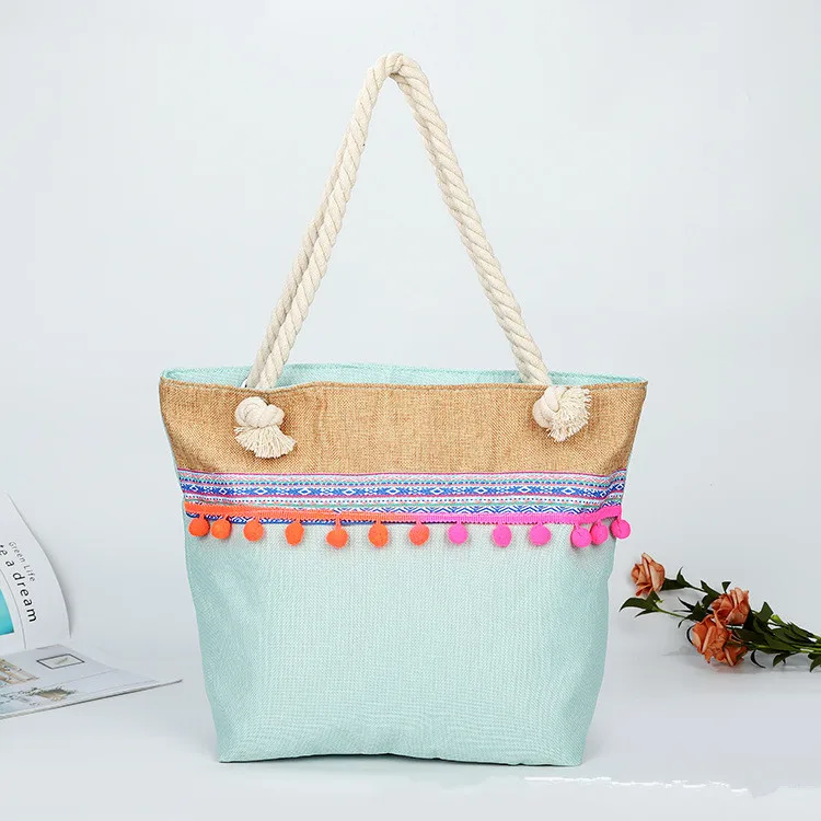 pom pom tote bag