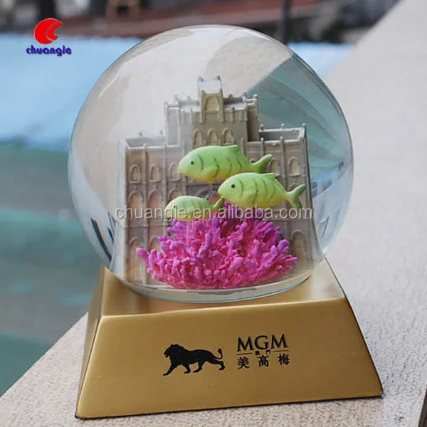 fish snow globe glass globe resin multi colored figurine ocean