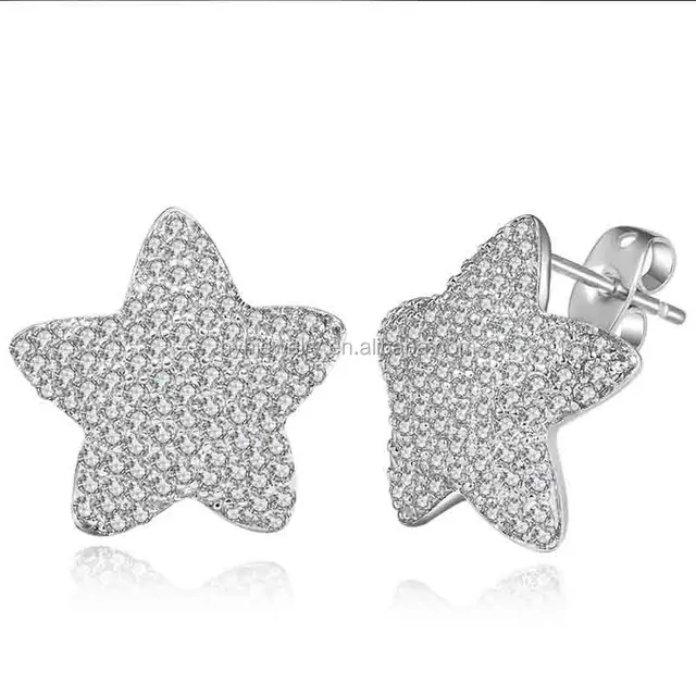 russian style jewelry earring,top sale clear cz starfish shaped