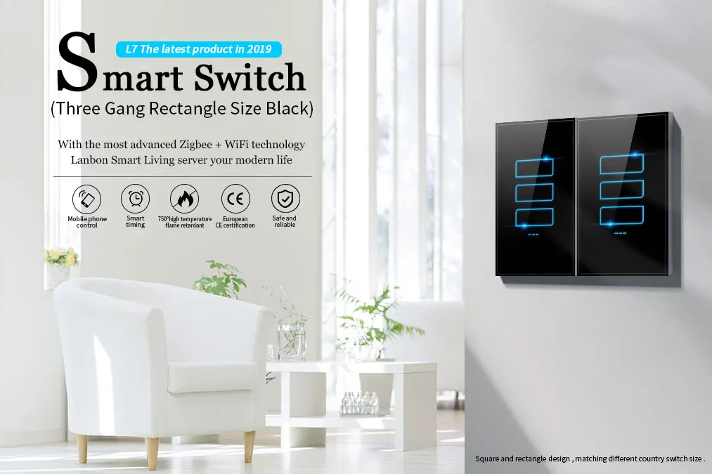 2019 NEW 3 gang US wifi wall switch alexa wifi controlled power switch smart remote control Zigbee smart home wifi light switch - ANKUX.COM