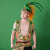Handmade rhinestone feather decorated sexy male carnival costumes