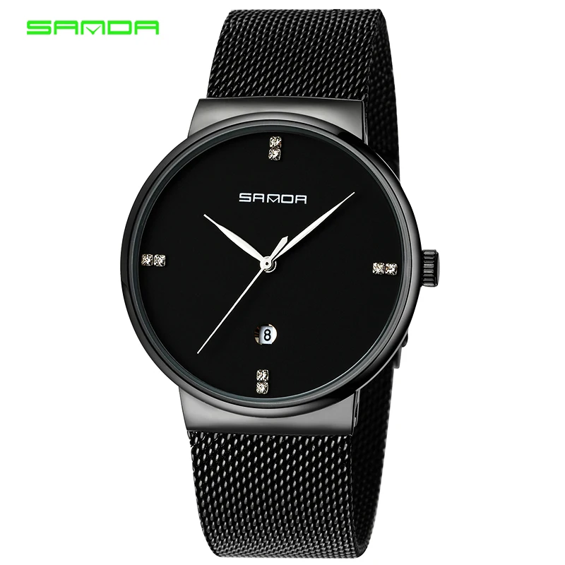 

Sanda Brand Luxury Men Watches Stainless Steel Strap Fashion Diamond Simple Dial Date Clock Man Minimalist Quartz Watch Hot