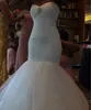 ON212 Sweetheart Mermaid African Wedding Dresses Pleats Tulle Lace Up Tiered Bridal Gowns Vestidos Longo Trumpet Bridal Wear