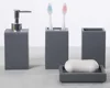 Grey Elegant Grey Square Sandstore Polyresin Bathroom Accessory Sets Bathroom Ware for Home