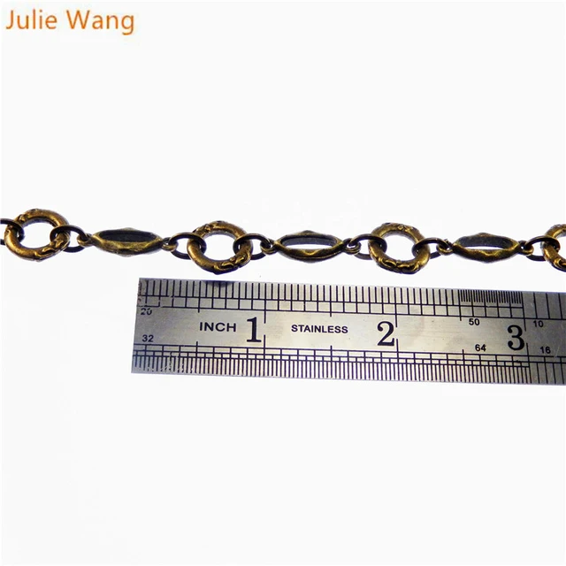 Julie Wang 1 meter/pack Antique Bronze Vintage Metal Link Chain For  Necklace Bracelet Women Decorate Jewelry Making Accessory