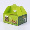 Take Away Green Paper Packaging Boxes Glossy Lamination And Soft Crease For Food Packaging