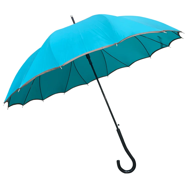 YS-1074 فريد جديد تصميم مظلة محدب 16 الأضلاع يندبروف سؤال علامة على شكل مقبض التلقائي مظلة مستقيمة