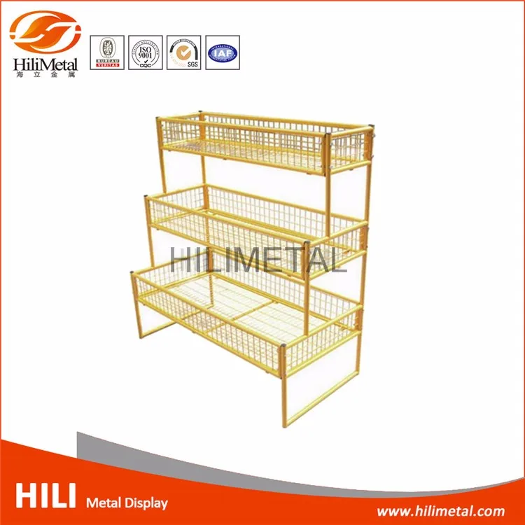 Rose Gold Metal Wire Basket Display Rack Countertop Plate Rack