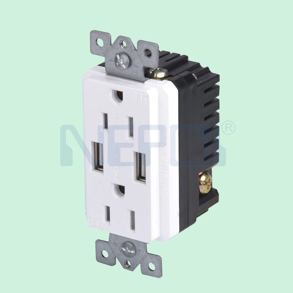 Usa Duplex Wall Socket Outlet 2.1a High Speed Usb Charger Receptacle