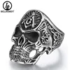 AG Masonic freemason plumb Skull Floral Pattern Biker Ring Stainless Steel Finger For Men Women