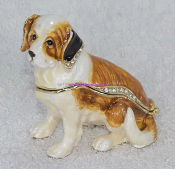 saint bernard dog jewel box animal tabletop metal