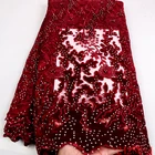 Stunning embroidery beaded velvet lace with stones for Party