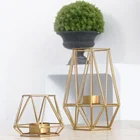 Candle Lanterns Fashionable Gold Geometric Metal Tealight Candle Lanterns For Wedding Home Decoration