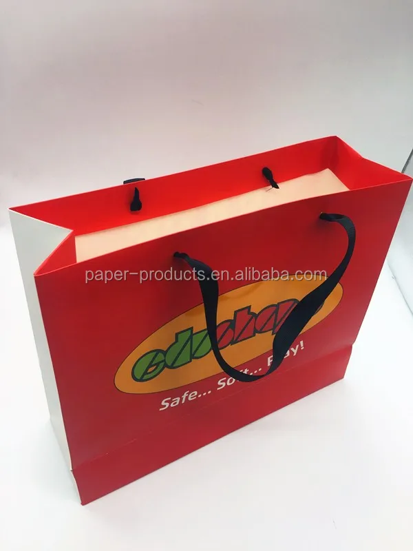 printed paper gift bag china wholesale supplier with ribbon