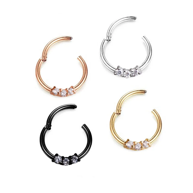 

16PCS/Lot 316L Surgical Steel Hinged Segment Ring Septum Nose Hoop Ring Body Piercing Jewelry