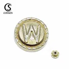 Fashion gold customized emboss logo metal press snap button for jeans