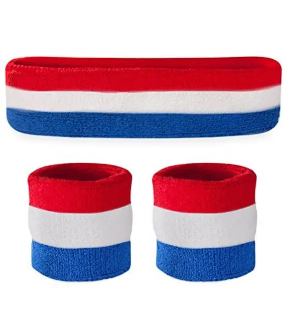 Sports Embroidery Terry Jacquard Headband sweat wrist bands