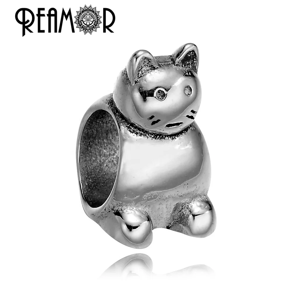 REAMOR Cartoon Animal Cat 316l Stainless Steel European Spacer Beads Charms Accessories Fit Women DIY Bracelet Jewelry Making 
REAMOR Cartoon Animal Cat 316l Stainless Steel European Spacer Beads Charms Accessories Fit Women DIY Bracelet Jewelry Making