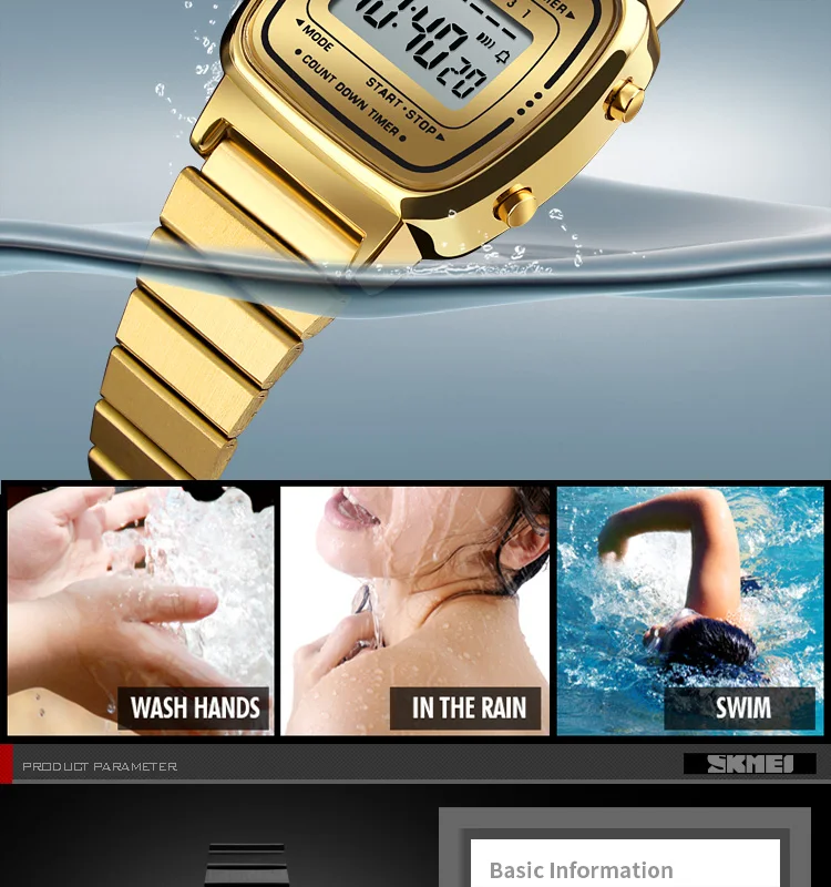 Cheap chinese zinc alloy plating wrist women led watches