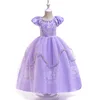 2019 hot sell fashion children kids party purple dress up costume baby princess Sofia girl dresses