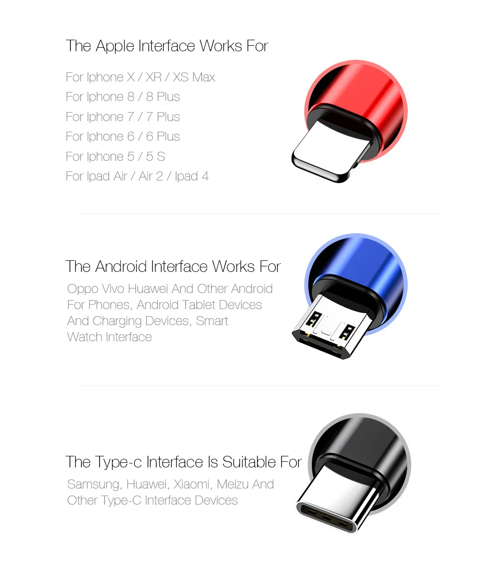 Four Colors 3 in 1 Retractable USB Cable - ANKUX.COM
