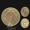 Mexican mayan coin Aztec calendar stone antique brass coin