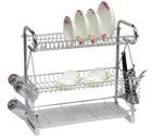 Modern 3 Layer Stainless Steel Dish Drying Rack/ 3-tier Restaurant Metal Dish Drainer Drying Rack With Drip Tray