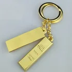Custom luxury gifts metal gold bar shaped zinc alloy metal keychain