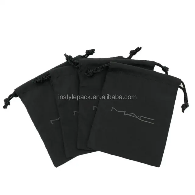 recyclable black nylon drawstring gift bag for cosmetics