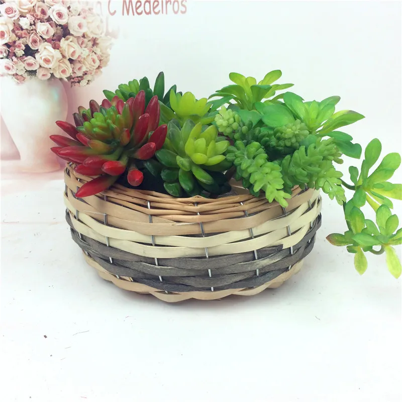 natural wicker baskets for plants flowerpot round shape plastic lined wicker basket