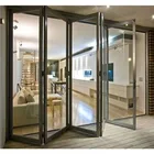 fireproofing soundproof well glass slim folding bifold aluminum doors standard sizes