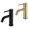 Brushed Gold or Black Deck Mounted Brass Sink Basin Faucet Single Handle Hot & Cold Mixer Bathroom Tap