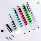 Jiangsu 3 in 1 Multi-function promotional LED light pen with logo print metal high quality advertising Flash Battery Power pen