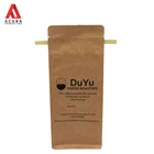 High quality custom glossy resealable kraft paper box square bottom pouch bag valve zipper for tea coffee beans