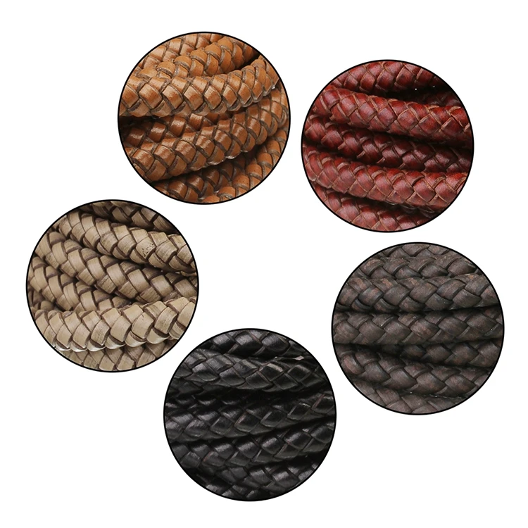black brown vintage round genuine braided rope leather cord for DIY bracelet making, As picture
black brown vintage round genuine braided rope leather cord for DIY bracelet making, As picture