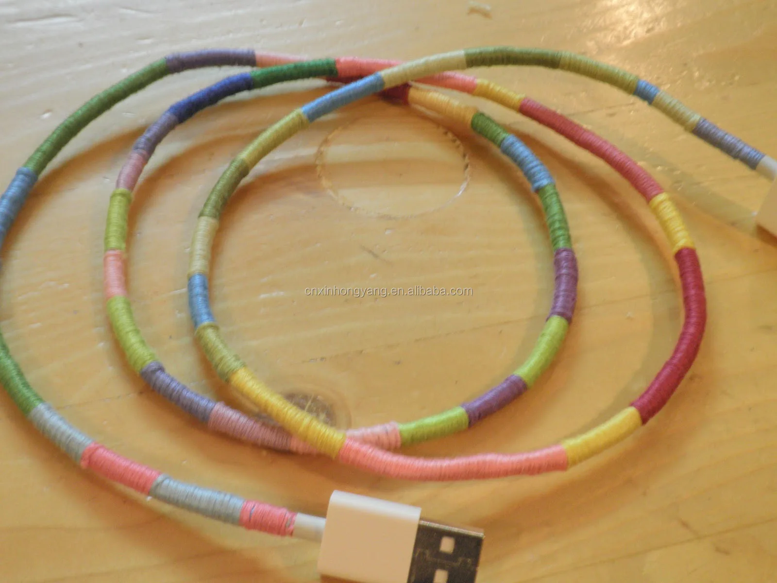 25 years factory custom thread wrapped USB charger, handmade macrame wrapped earphone, cotton braided micro USB cable - ANKUX.COM
