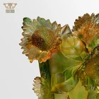 Pate de Verre Colored Crystal Glass Sunflower Flower Vase Wedding Decoration Centerpieces