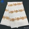 Beautifical eyelet embroidery lace gold swiss lace cotton fabric voile PR113
