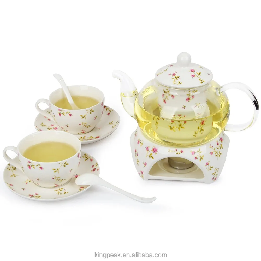 hot sale 24 oz tea maker teapot with a porcelain warmer and 2