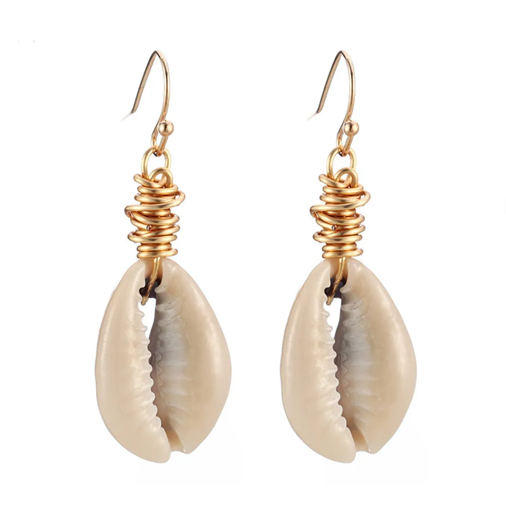 Handmade Wire Wrap Natural Sea Cowrie Shell Drop Earrings Trendy Women Shell Jewelry
Handmade Wire Wrap Natural Sea Cowrie Shell Drop Earrings Trendy Women Shell Jewelry