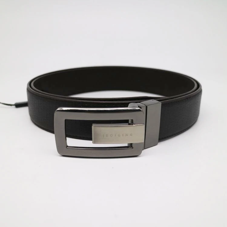 J11489 Hot Sell Business Black Genuine Leather Belt Men With Plate Buckle