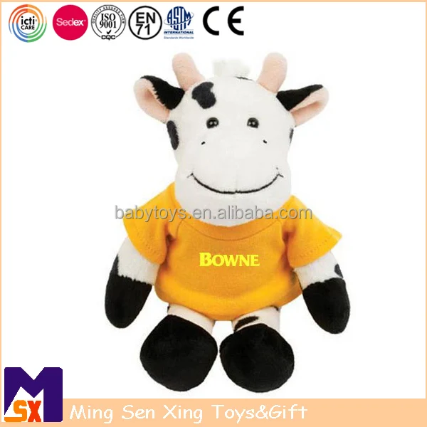 icti toy factory custom stuffed mascot animal soft cow plushie